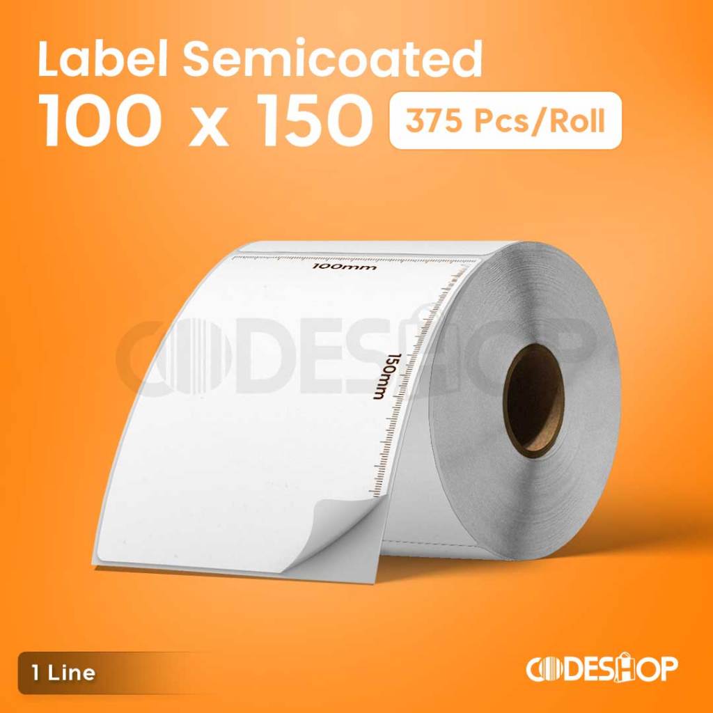 

LABEL BARCODE 100 X 150 KERTAS STICKER SEMICOATED 100x150 mm (375 pcs)