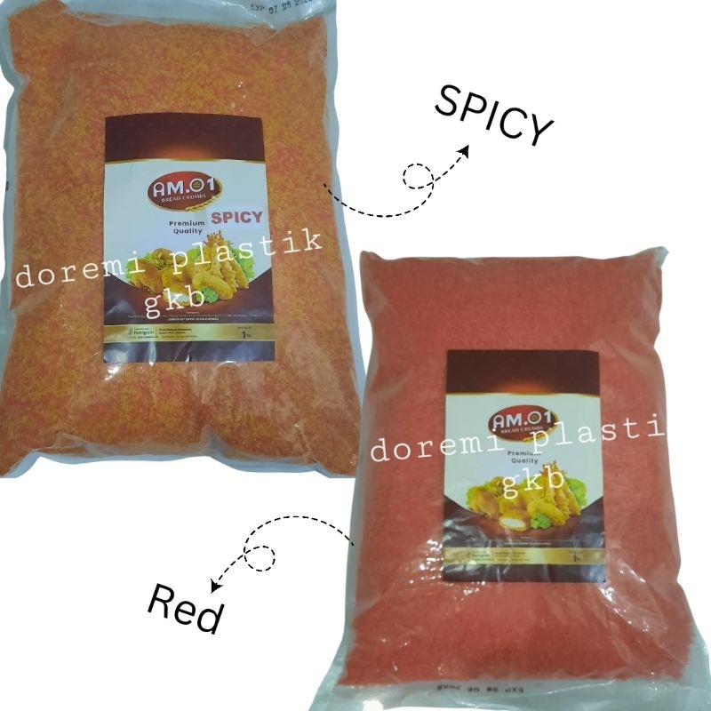 

Panir Panko Bread Crumbs Spicy dan Red Repack 250gr panir pedas merah timbangan