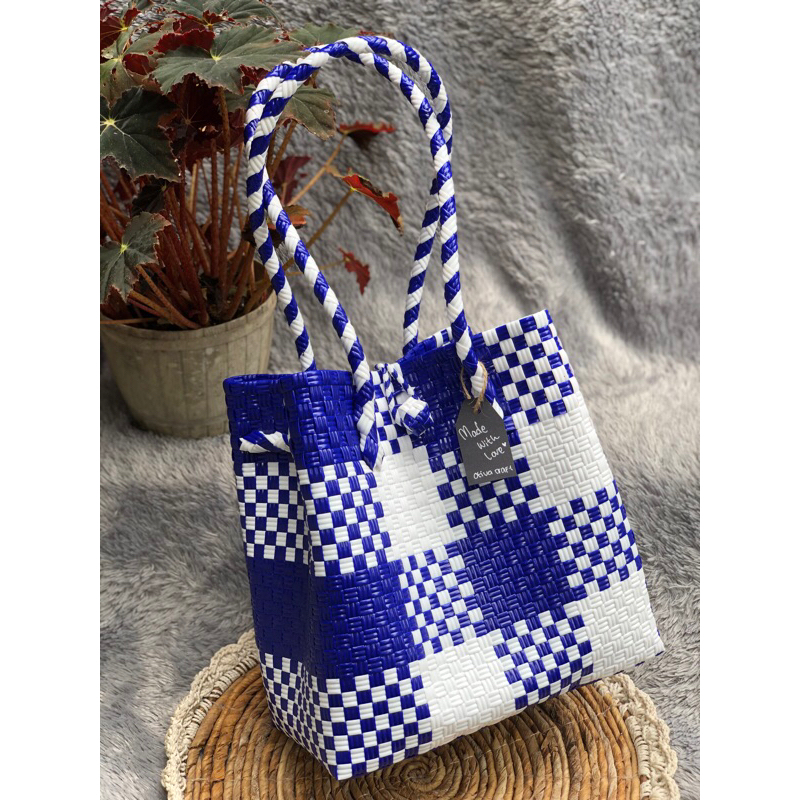 TAS JALI SUPER PREMIUM WHITE BLUE/RECYCLED PLASTIC BAG SIZE M