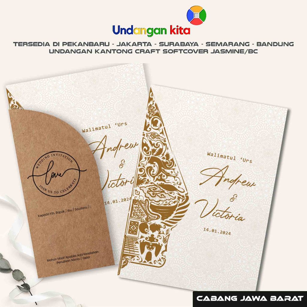 

Undangan Kita Bandung Undangan Pernikahan Kantong Craft BC Softcover Aethestic Elegan