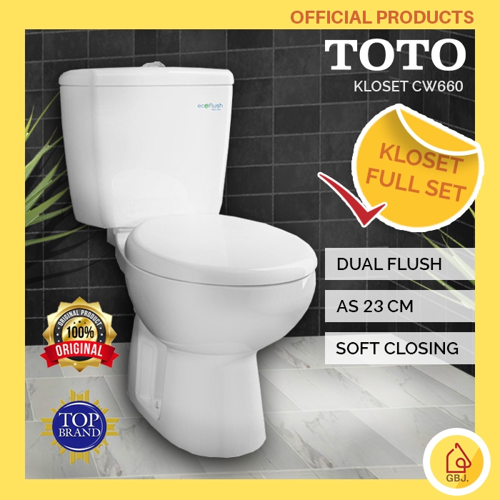 KLOSET DUDUK TOTO CW660J AS 23 CM DUAL FLUSH SOFT CLOSING / KLOSET TOTO CW660 / KLOSET DUDUK ORIGINA