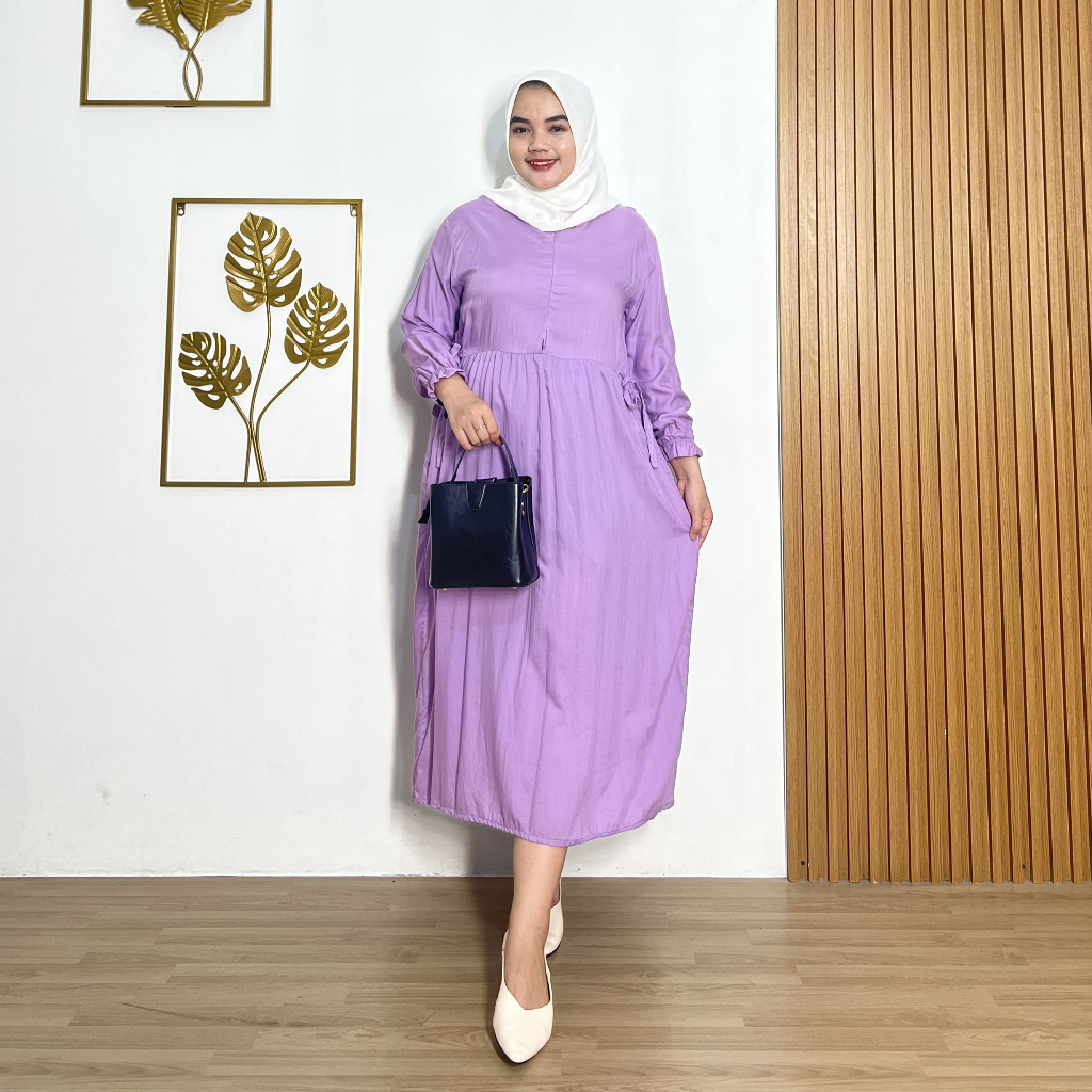 Midi Dress Mita Polos Rayon Wanita Pb 125 Muslim