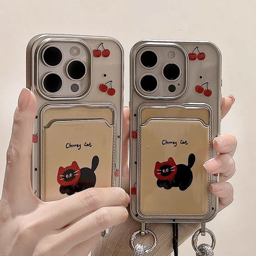 Case Hp Iphone 11 Pro Max Xs Xr 12 13 14 15 Plus Jepang Korea Selatan Di Dalam Kotak Kartu Kucing