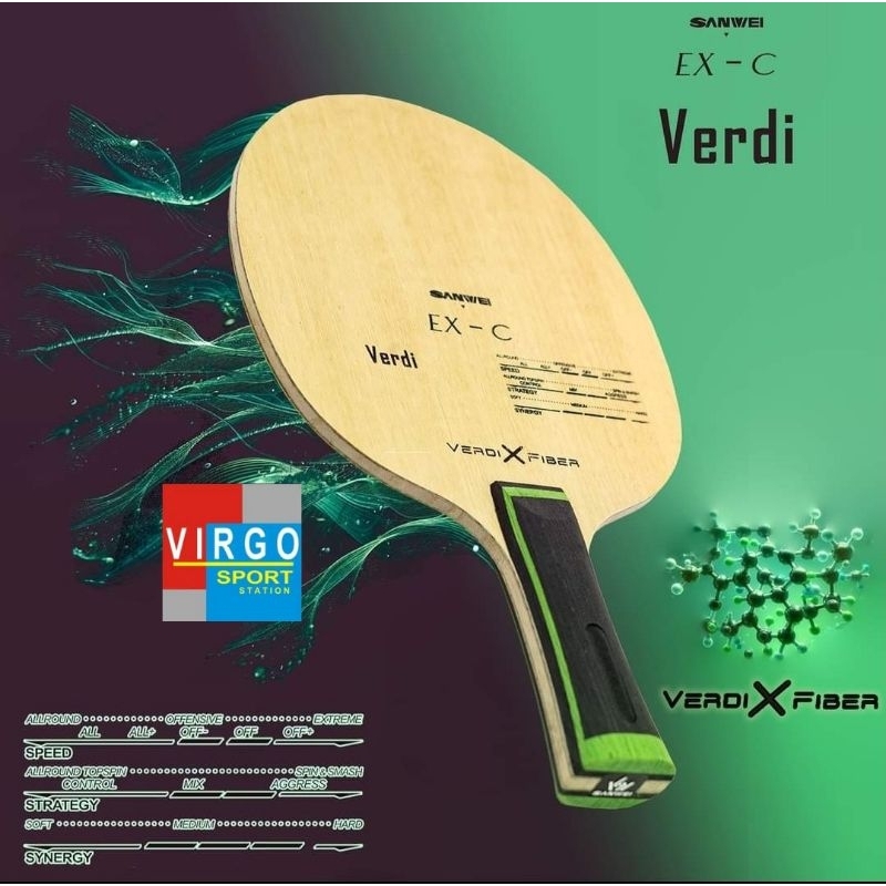 Sanwei Verdi Carbon kayu bat bet pingpong 100%Original