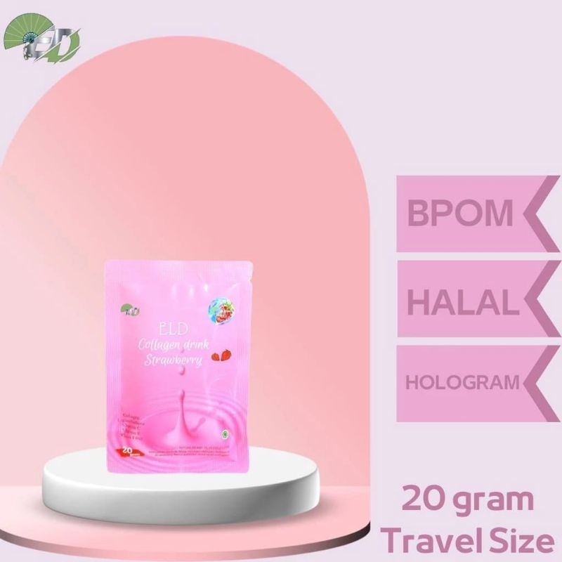 [COD] [BPOM] 20gr ELD Collagen Drink Rasa Strawberry Minuman collagen Pemutih badan / Collagen Kolag