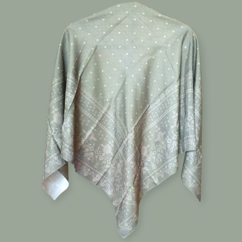Hijab square voal motif WARNA HIJAU
