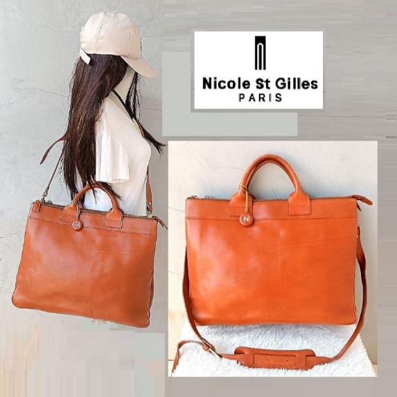 Nicole St Gilles Leather Satchel Laptop Working Messenger Bag Tas Slempang Kuilit.