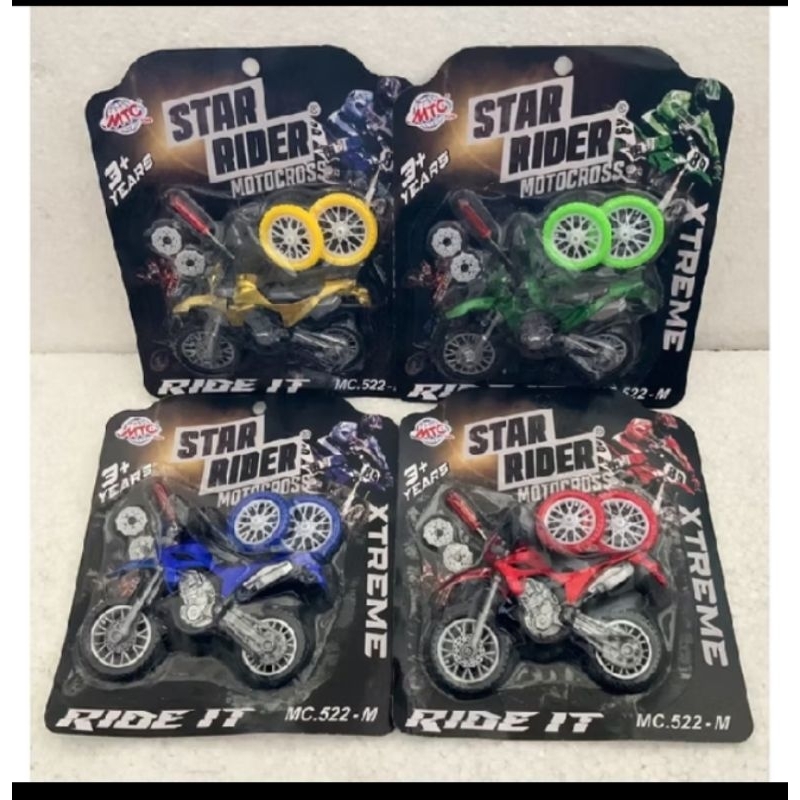 mainan anak anak motor cross.  Sepeda/star raider baru(warna metalik) gratis 2 roda satu obeng