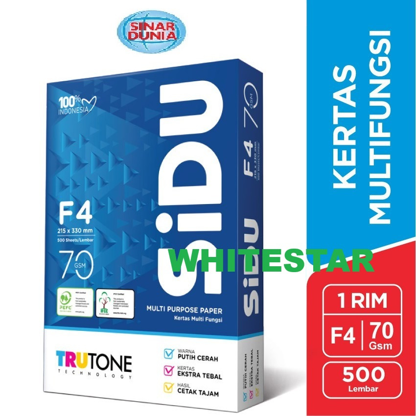 

kertas hvs sinar dunia ukuran F4 / folio 70 gsm / gr sidu