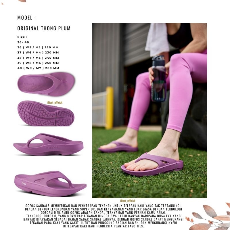 Original Thong 100% OOFOS (untuk plantar fascities)