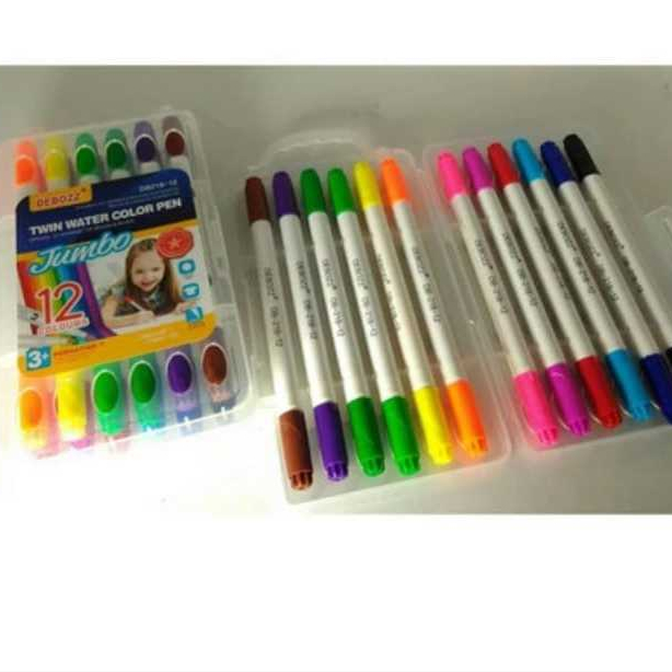 

[1 Set] Brush Pulpen Watercolour Twinhead 12 Warna Debozz DB218-12 / Spidol 12 Warna Watercolour