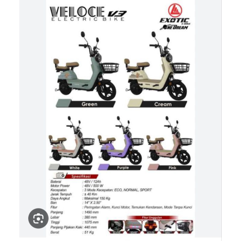 Sepeda Listrik Exotic Veloce V3