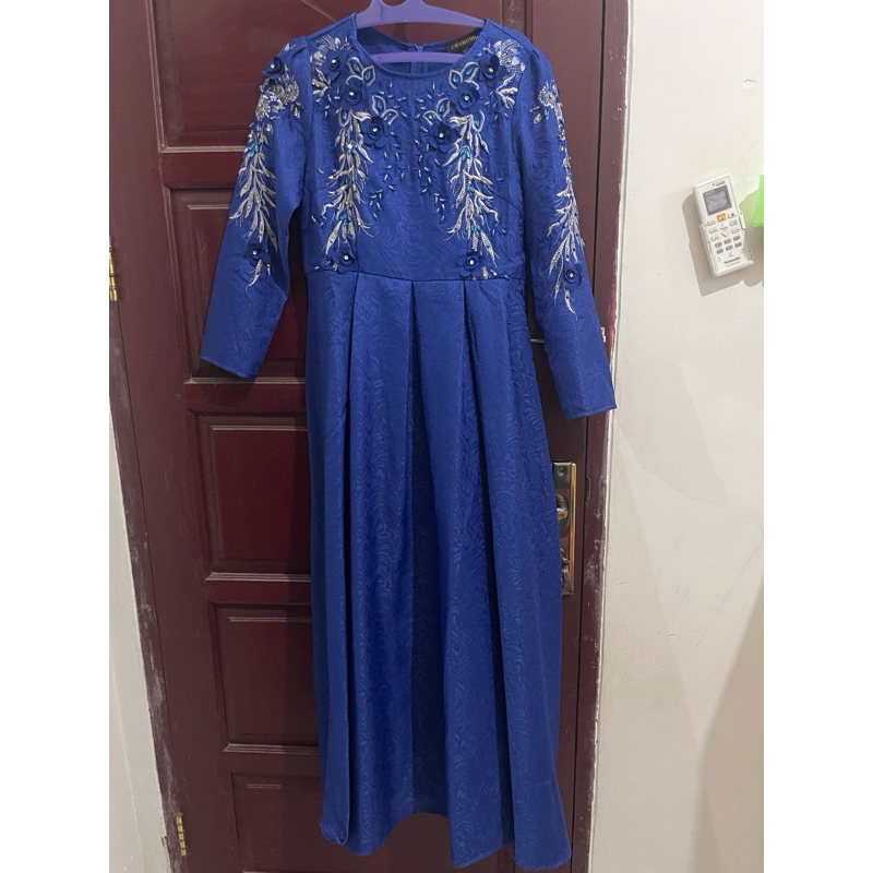 preloved Chamoniq by BIBIQ biru birel payet silver biru