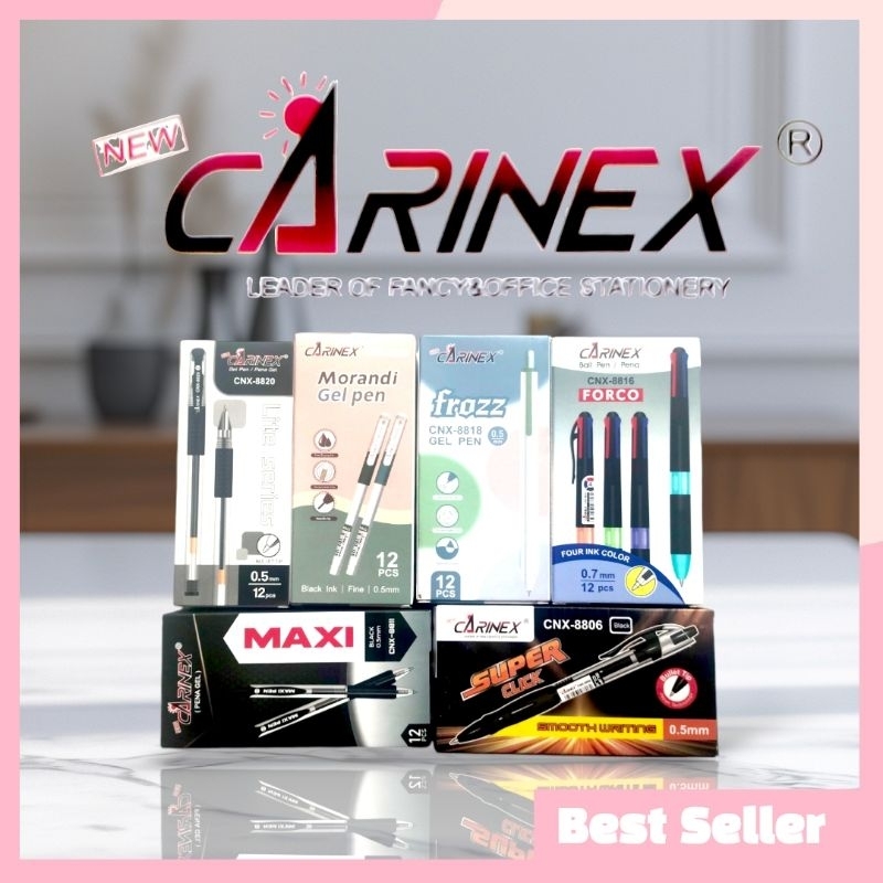 

Pulpen Gel Pen Carinex 8811 8806 882 8816 8820 8818 1 Pack Isi 12 Pcs Stationery - Alat Tulis Tinta Hitam