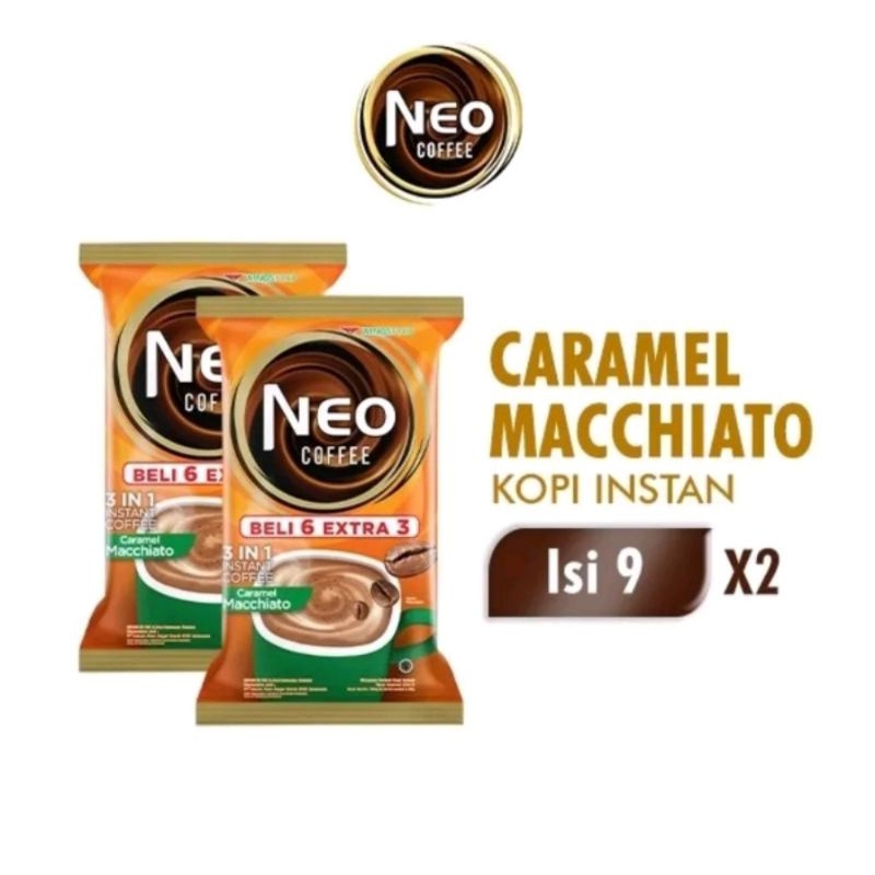 

Neo Coffe Kopi Instan Caramel Macchiato Isi 6 + 3 pcs X2