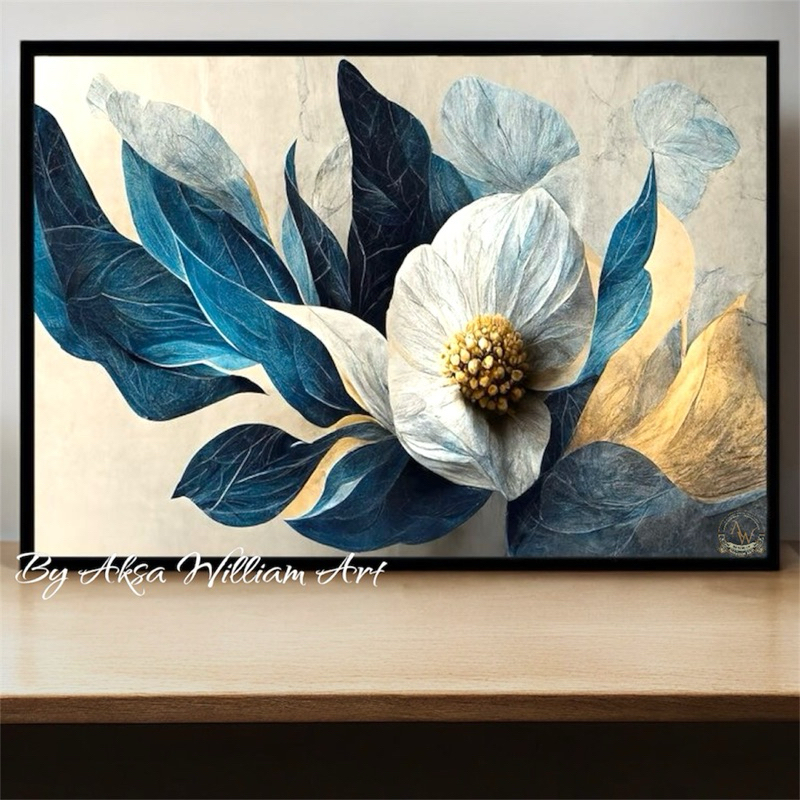 

lukisan dinding rumah bunga aesthetic modern art painting