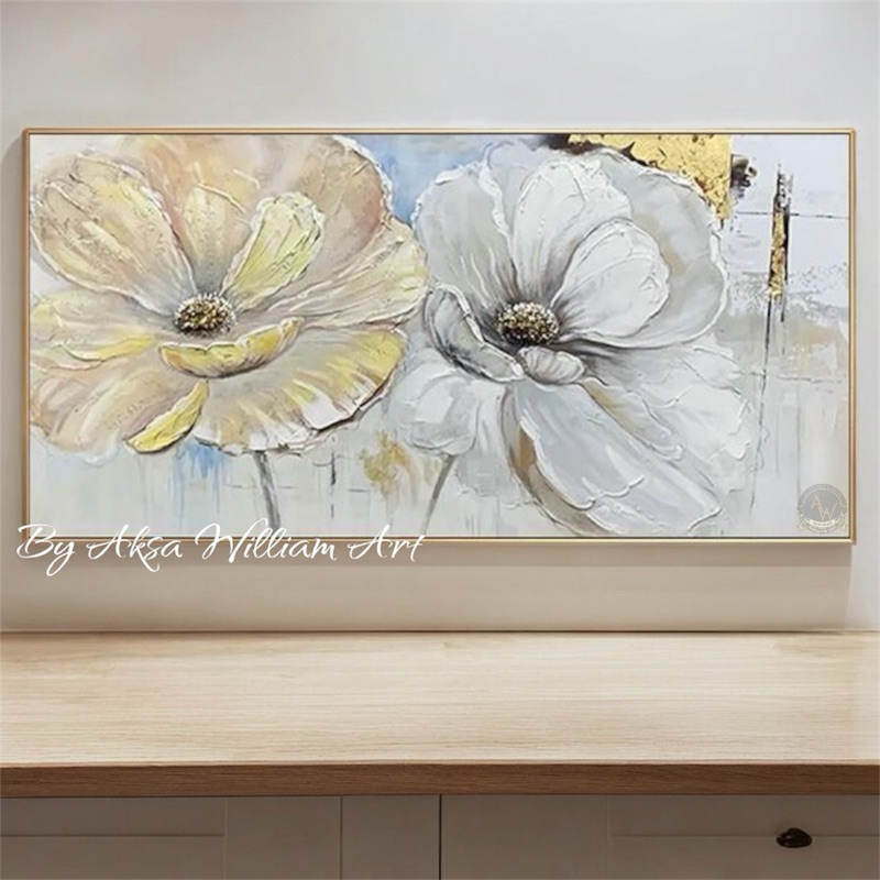 

lukisan bunga tekstur modern art painting