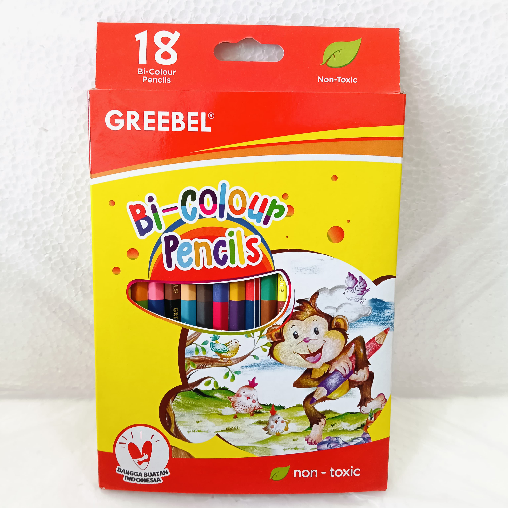 

PENSIL WARNA 2 SISI GREEBEL BI-COLOUR PENCILS 18 WARNA 7218 BOLAK BALIK