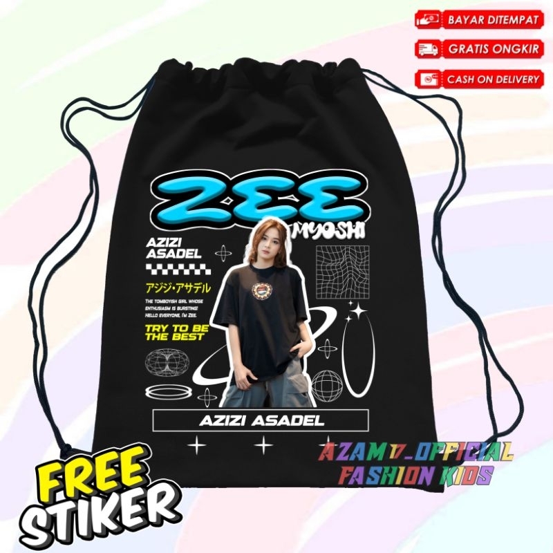 Tas Serut Cordura String Bag JKT 48 Oshi Zee Free Nama / Tas Serut Logo Zee JKT 48 Zee Member JKT 48