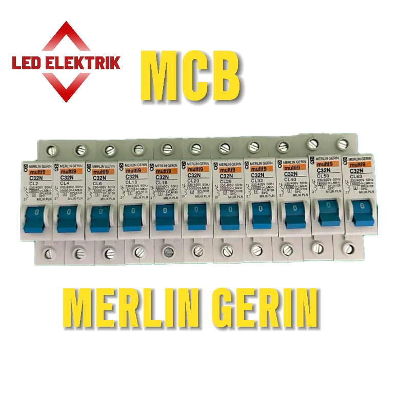 MCB (Miniatur Circuit Breaker)MERLIN GERIN multi9 PLN 2a 4a 6a 10a 16a 20a 25a 32a 40amper SNI origi