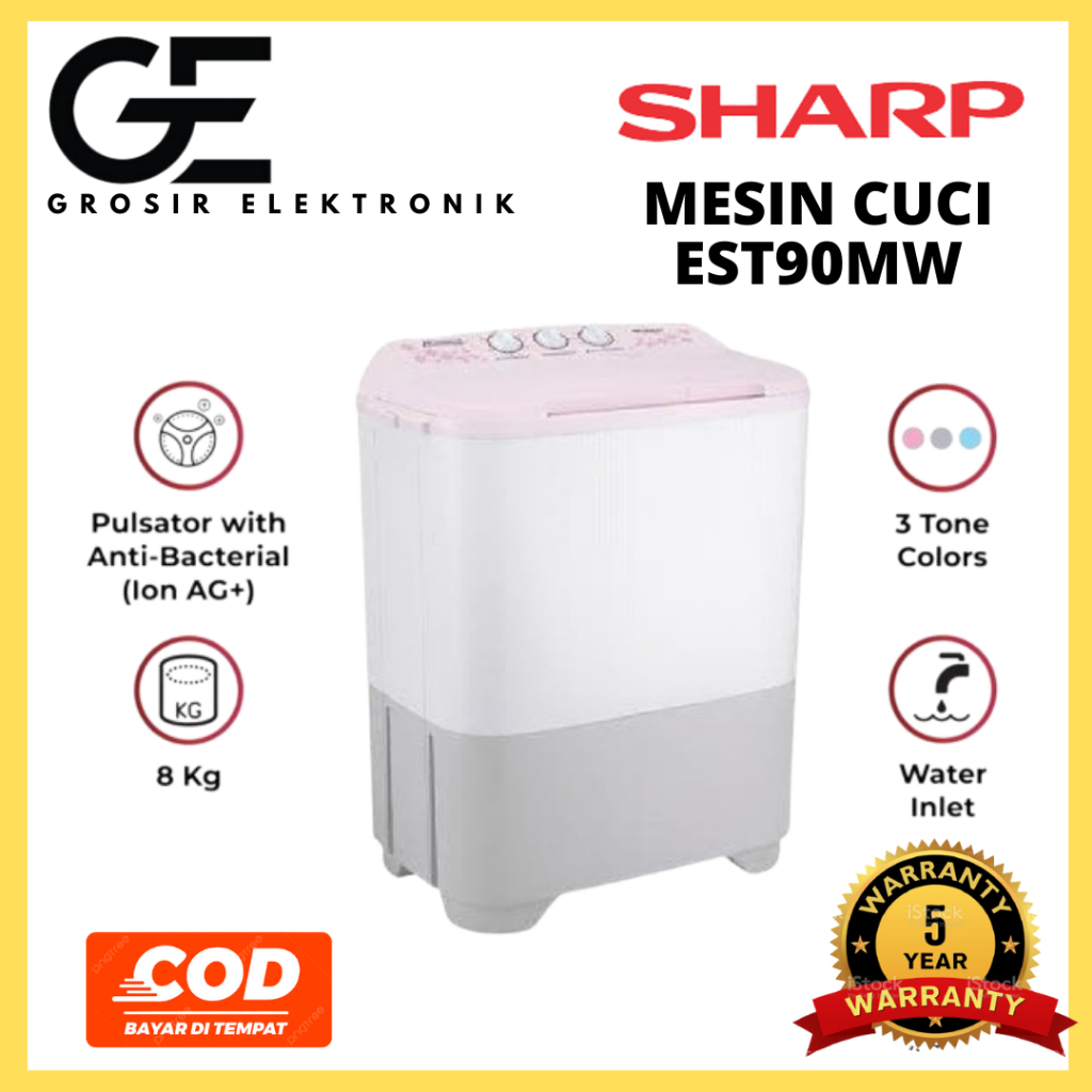 MESIN CUCI 2 TABUNG SHARP EST-90MW 9KG GARANSI RESMI