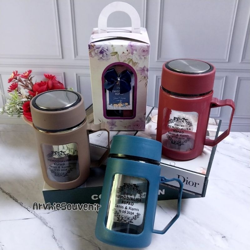 gelas kaca souvenir mug souvenir gelas gagang 500ml