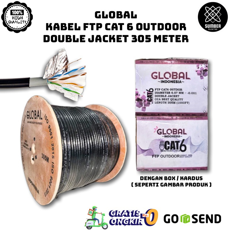 GLOBAL FTP CAT 6 OUTDOOR 305 METER DOUBLE JACKET - KABEL LAN OUTDOOR