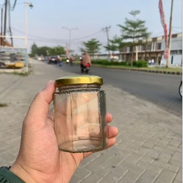 Botol Hexagonal Import 320ml | Jar Kaca Bumbu Selai