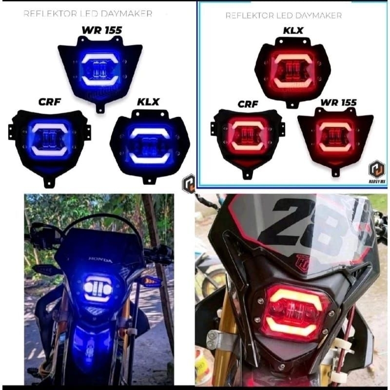 HEADLAMP KLX CRF WR WR155 DEMEKER DAY MAKER HEAD LAMP LAMPU MOTOR TRAIL CROSS SUPERMOTO PNP