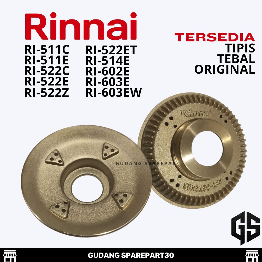 Burner Kompor Rinnai 511 522 Original Kuningan / Burner Rinnai Kecil / Kuningan Rinnai Kecil