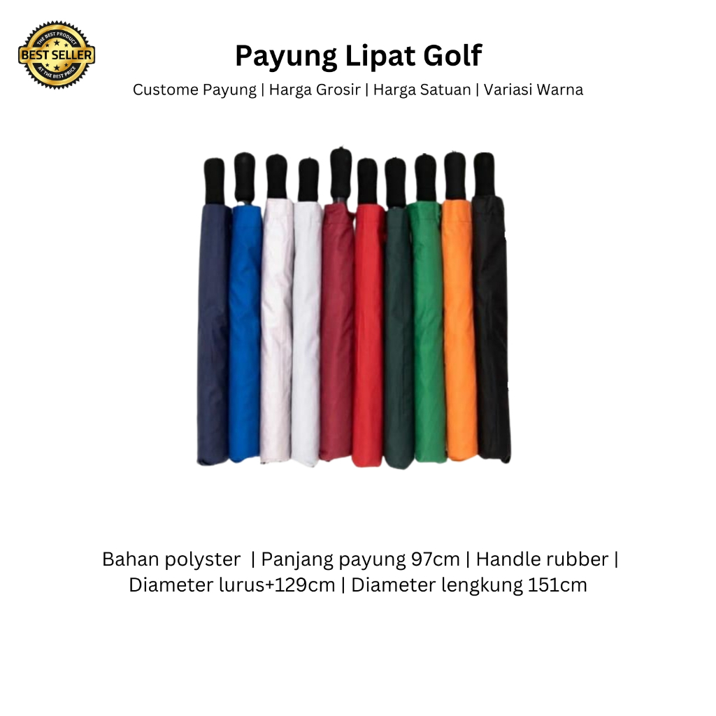 GROSIR PAYUNG / Custom Payung Lipat Golf Sablon 1 Warna