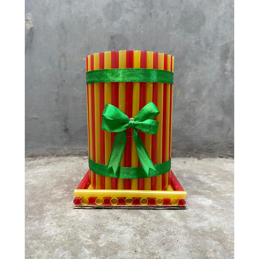 

( Request Mix Warna ) Kerajinan / Prakarya Tempat Pensil Dari Sedotan Dan Botol Bekas