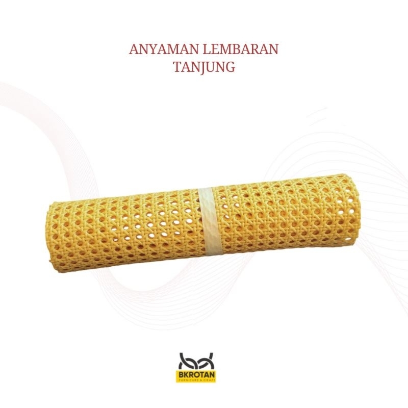Webbing anyaman rotan sintetis 2,5 mili lembaran warna natural rotan