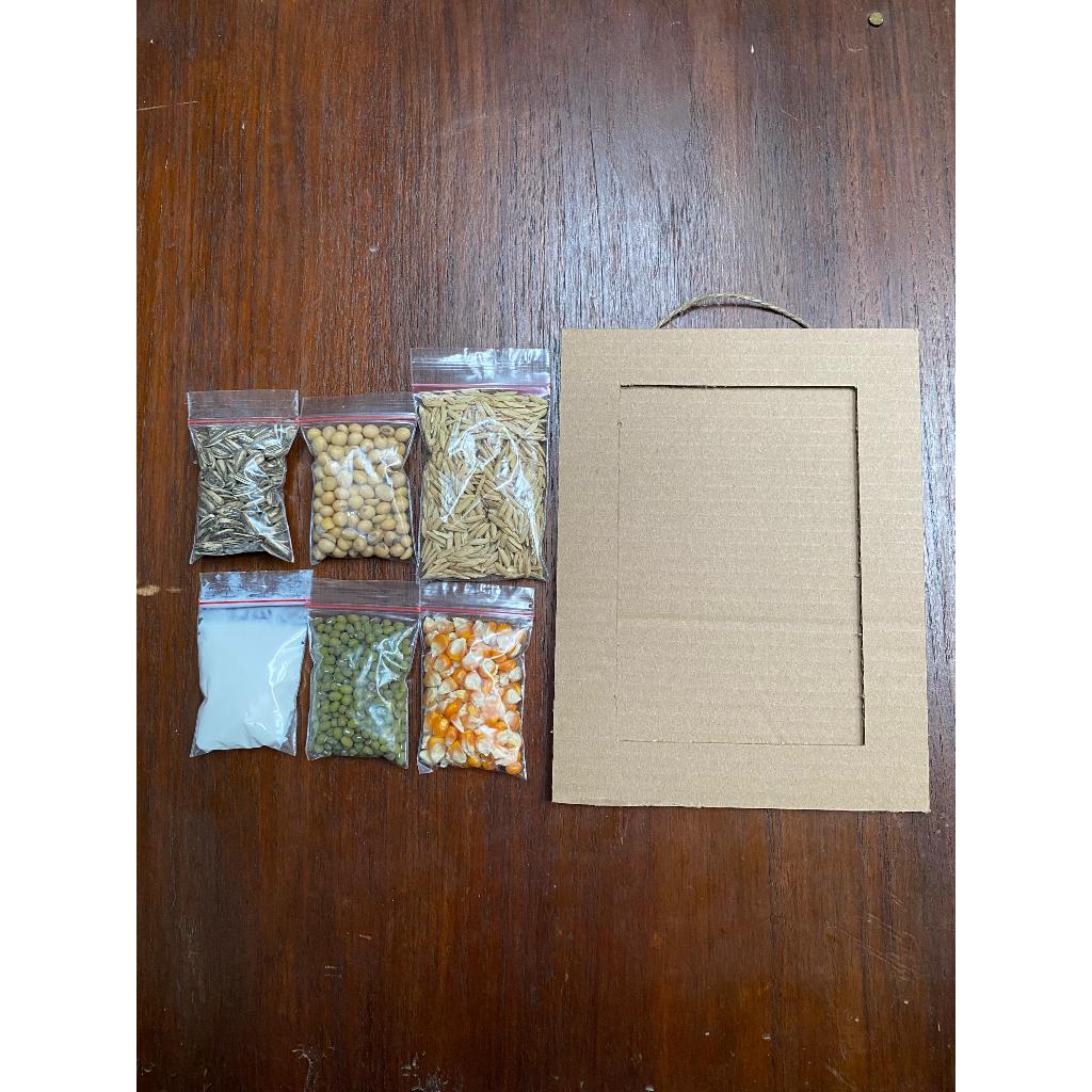 PROMO Frame / Bingkai / Pigura Foto Kolase Biji - Bijian Tempel Sendiri BONUS LEM