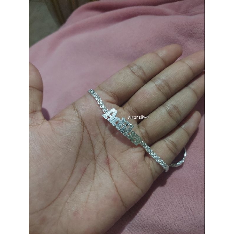 gelang nama perak anak handmade