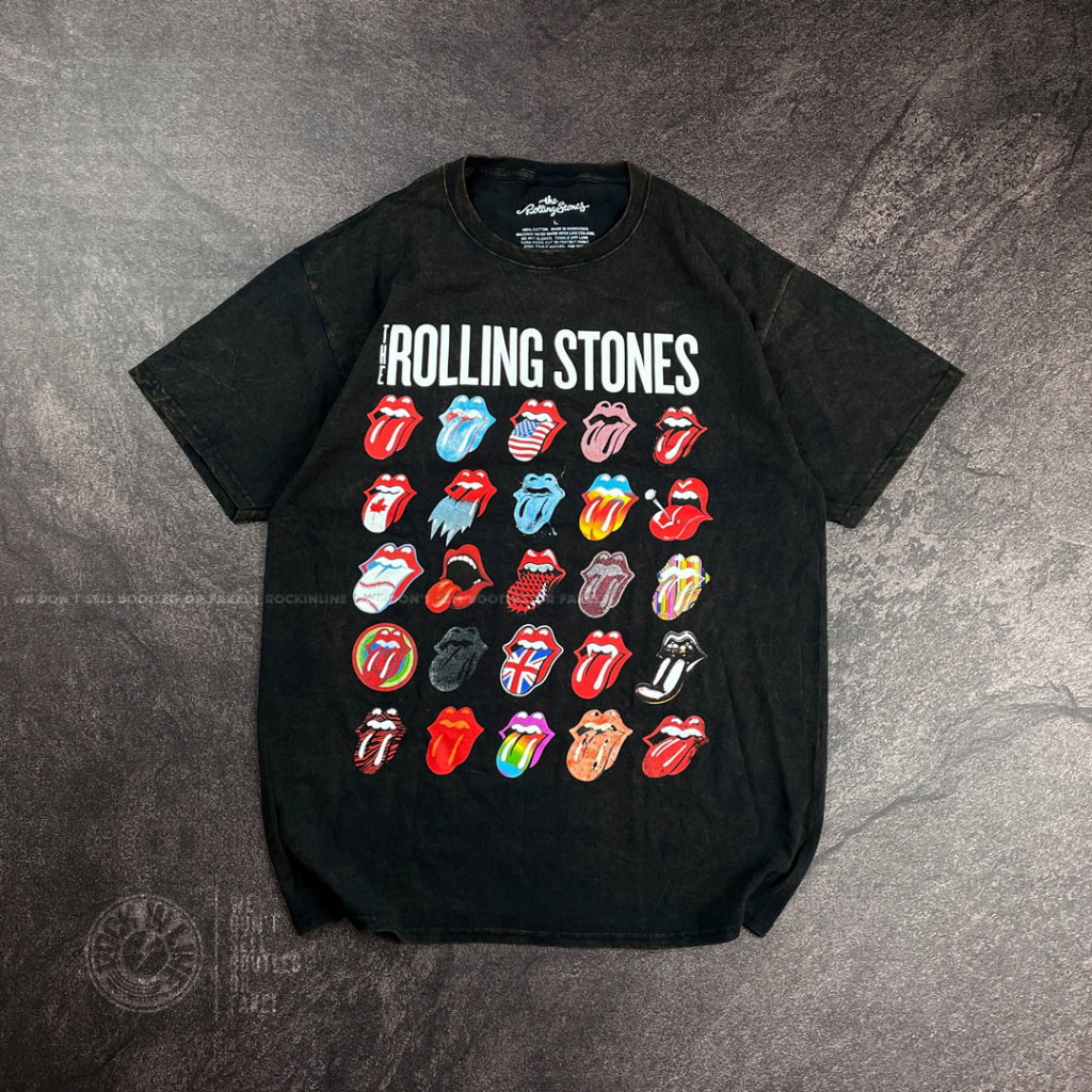 ROLLING STONES - 25 TONGUES STONEWASHED (Rare) Vintage T-shirt - Kaos Band Original