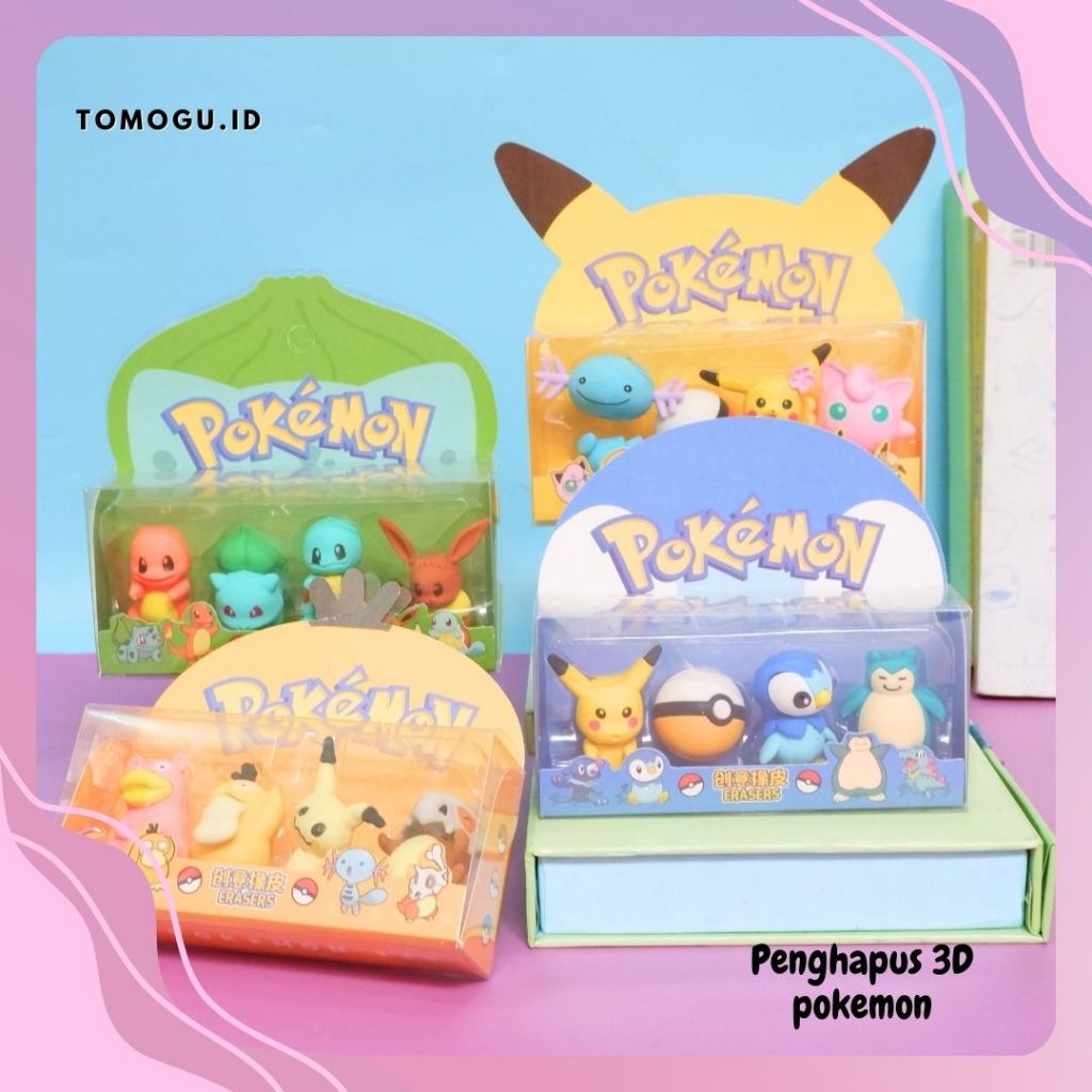 

Penghapus Pokemon 3D Variasi 2 Setip Eraser Hapusan Stip Pikachu Snorlax Eevee
