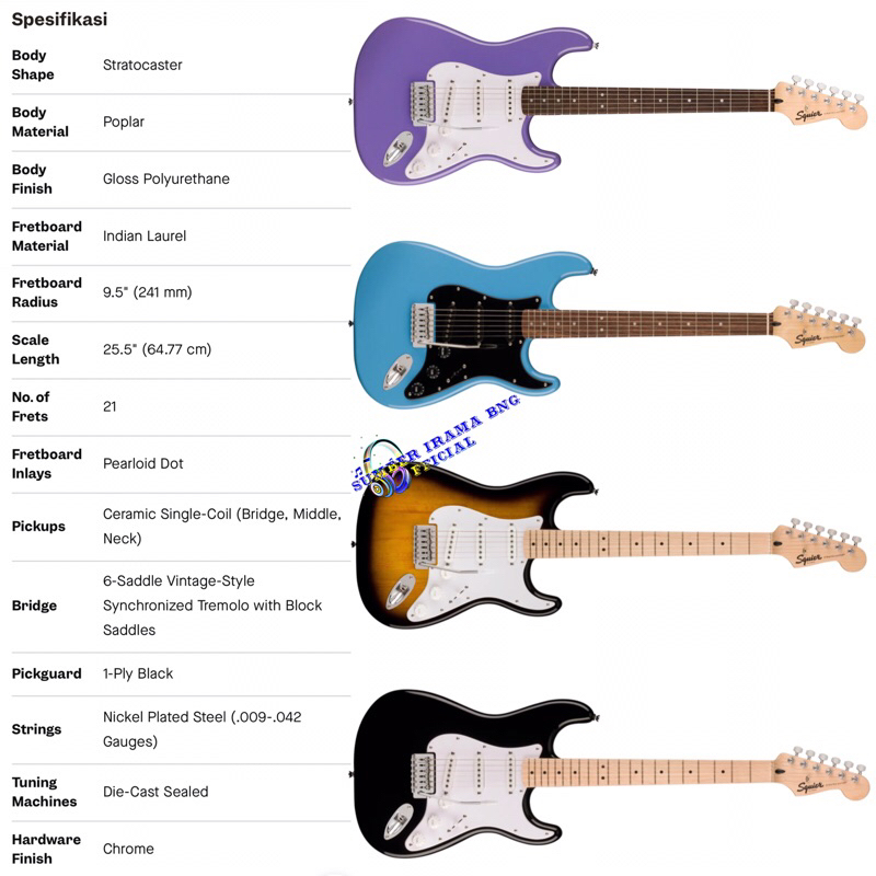 SQUIER STRATOCASTER SONIC ELECTRIC GUITAR - SQUIER STRATO