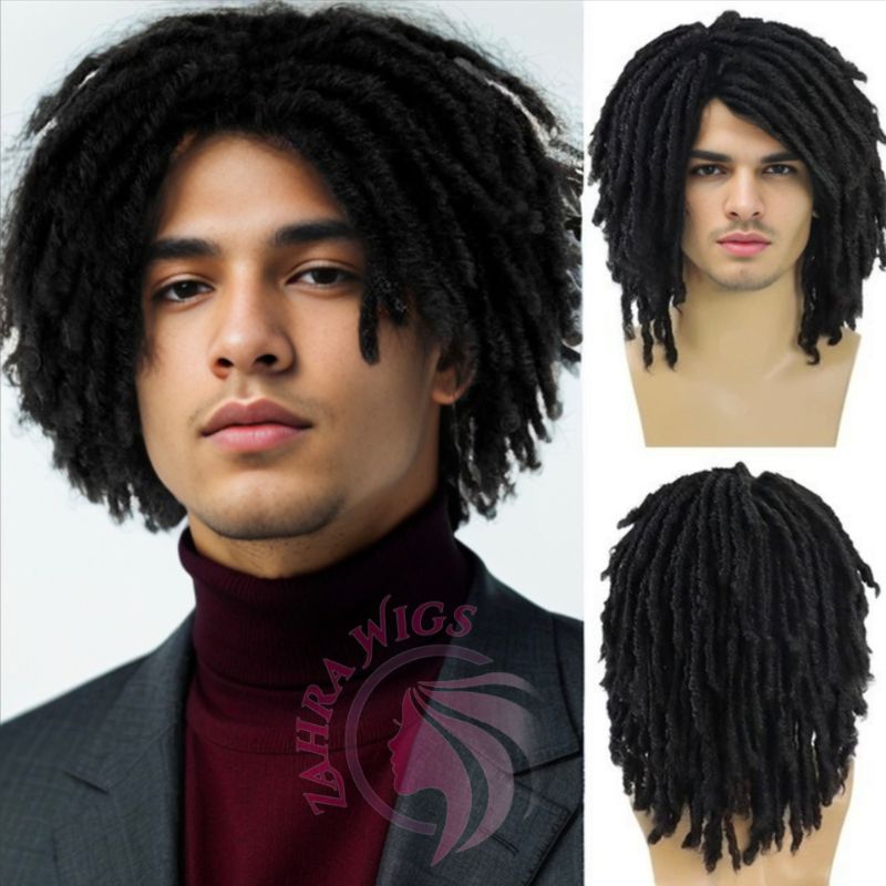Wig Rambut Gimbal Pendek Warna Hitam