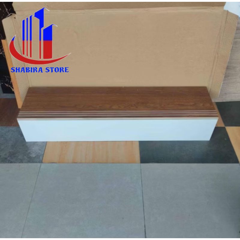 Granit keramik anak tangga motif kayu kombinasi putih 30×100 30×90 custom list plint