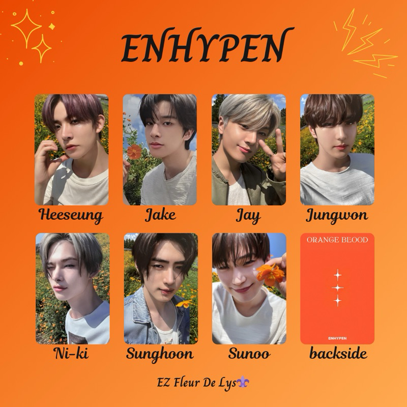 photocard replika pc unofficial En- Enhypen orange blood HEESEUNG JAKE JAY JUNGWON NI-KI SUNGHOON SU