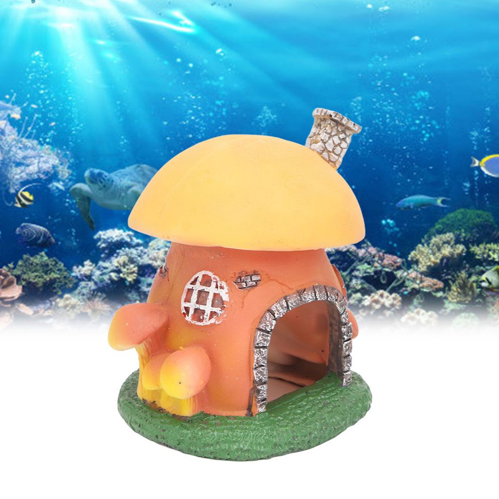 Kejar Irit Dekorasi aquarium rumah jamur hobbit rumah jamur cerobong asap hiasan aquarium jamur hobb
