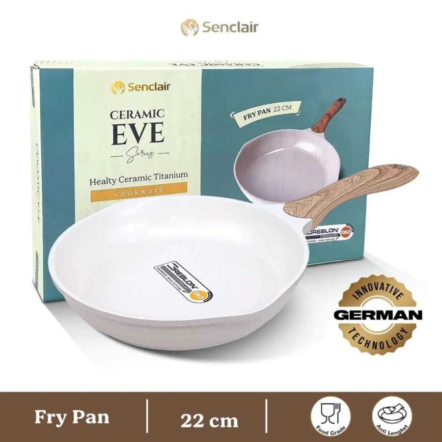 Senclair Eve Ceramic Wajan Anti Lengket Fry Pan 22 Cm Panci Penggorengan Cookware Peralatan Masak An