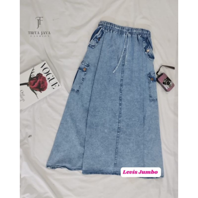 ROK DONITA PANJANG LEVIS SERUT CARGO JUMBO