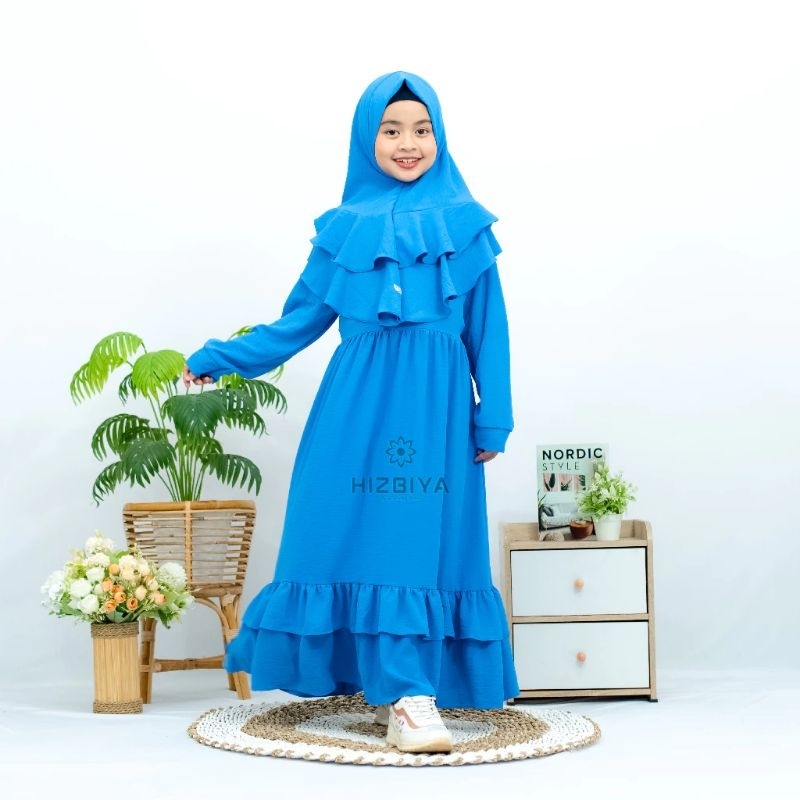 gamis anak perempuan Maryam set hijab usia 4-12 tahun gina dress muslim anak lebaran terbaru crinkle