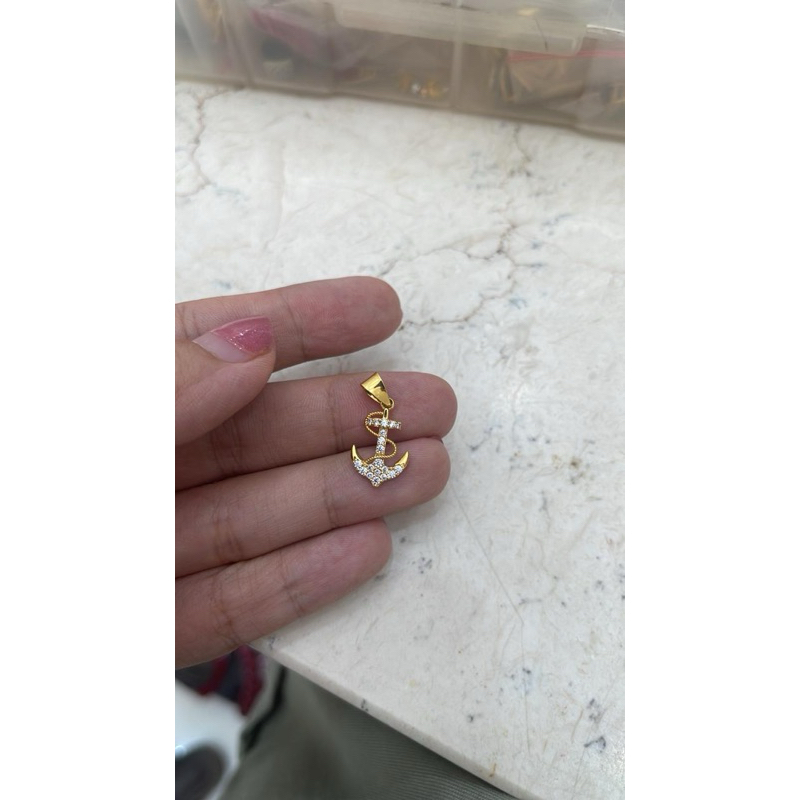 liontin jangkar permata emas asli kadar 875