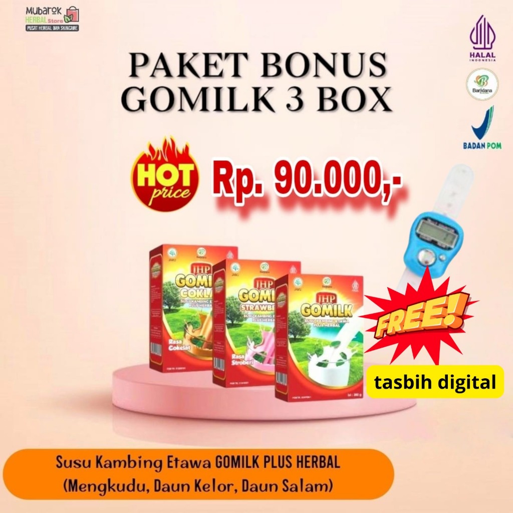 

[BONUS TASBIH DIGITAL] Paket 3 GOMILK untuk terapi asam lambung dan Gerd