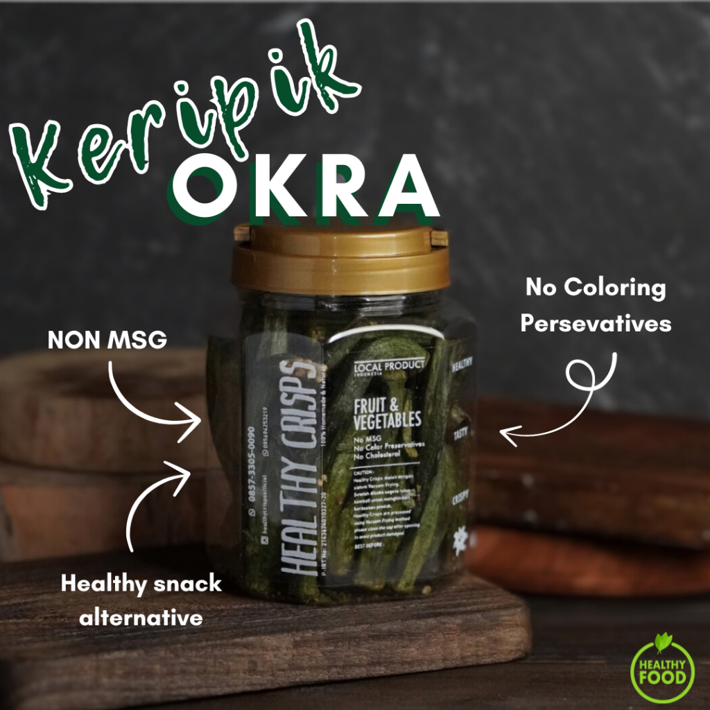 

HEALTHY CRISPS - KERIPIK OKRA 3in1 Ukuran 700ml (150-185gr) dan 1000ml (250-330gr)