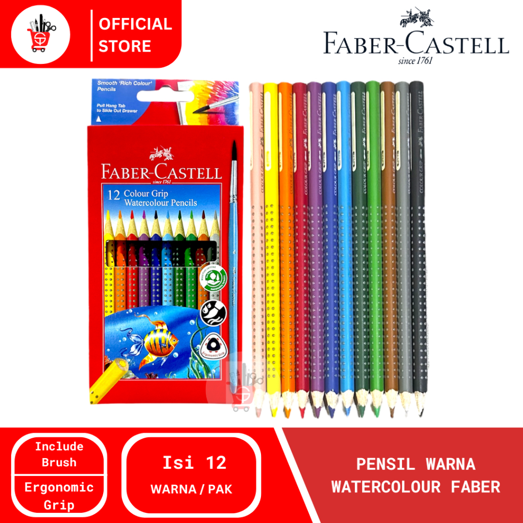 

Grip Watercolour Pencil | Pensil Warna Faber-Castell Grip Watercolour 12 Warna 116242 (1 PCS)