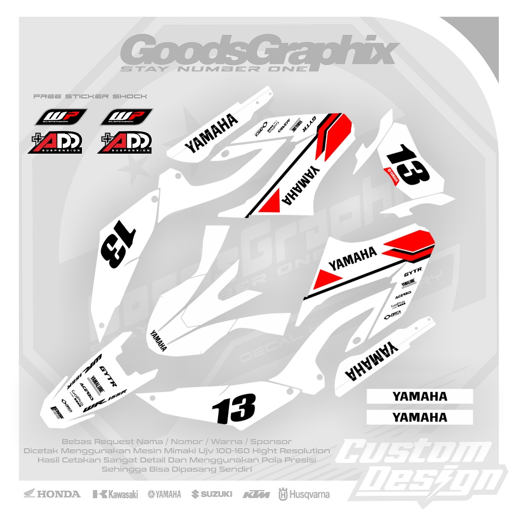 Decal Yamaha Wr 155 Design Custom - Decal Wr 155 Putih Merah Simple